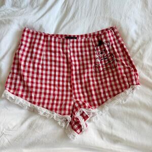 Gingham Lace Sweetheart Shorts FREE BRITNEY Red Size S